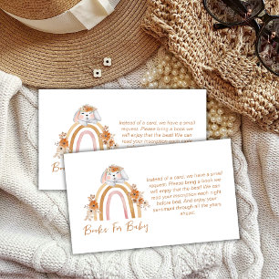 Boho Bunny Rainbow Floral Books For Baby Shower  Enclosure Card