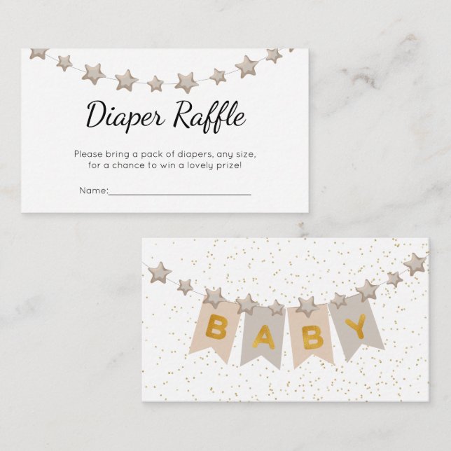 Boho Bunting Flags Baby Shower Diaper Raffle Enclosure Card (Front/Back)