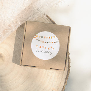 Boho Bunting Flags Gender Neutral Birthday Party Classic Round Sticker