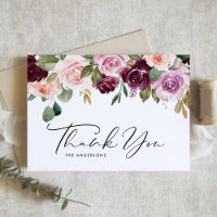 Boho Burgundy and Peach Flowers Fall Thank You