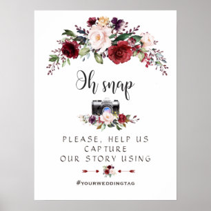 Boho Burgundy Blush Wedding Oh Snap Instagram Sign