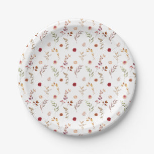 Boho Burgundy Dried Flower Fall Wedding in Bloom Paper Plate