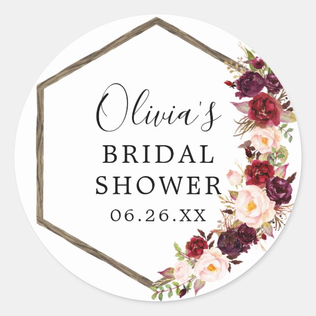 Boho Burgundy Envelope Favour Stickers (Front)