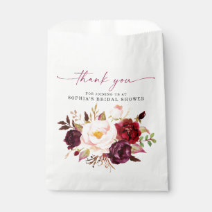 Boho Burgundy Floral Bridal Shower Thank You Treat Favour Bags
