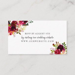 Boho Burgundy Floral rsvp website card