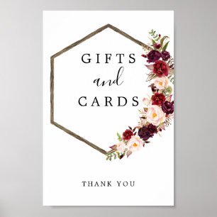 Boho Burgundy Gifts and Cards Sign