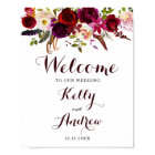Boho Burgundy Marsala Floral Welcome Wedding Sign