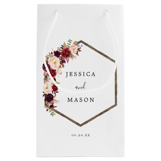Boho Burgundy Marsala Hotel Wedding Gift Bag (Back)