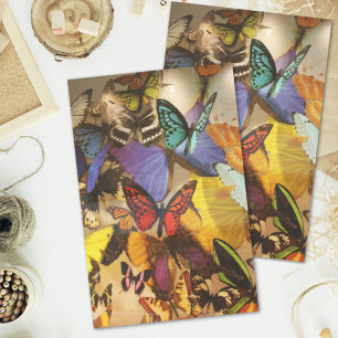 boho burgundy orange colourful tropical butterfly tissue paper