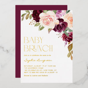 Boho Burgundy Peach Floral Fall Baby Shower Brunch