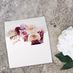 Boho Burgundy & Pink & Fruit Floral Envelope