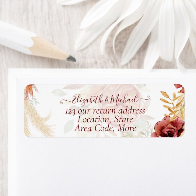 BOHO Burgundy Rose Pampas Grass Wedding (Insitu)