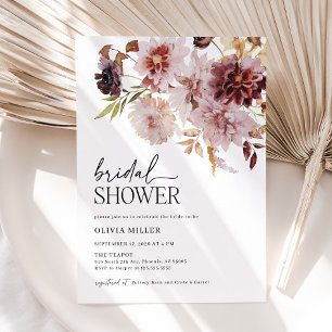 Boho Burgundy Terracotta Bridal Shower  Invitation