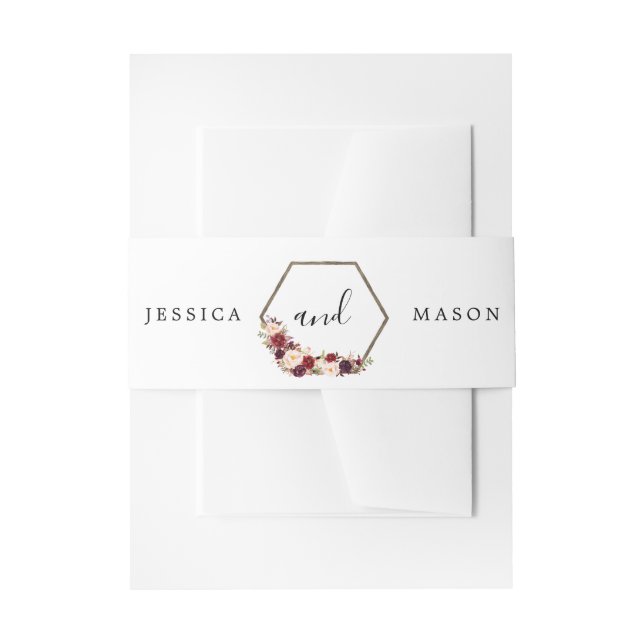 Boho Burgundy Wedding Invitation Belly Bands Invitation Belly Band (Front Example)