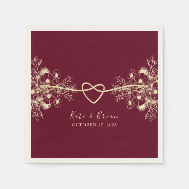 Boho Burgundy Wedding Napkins (Front)