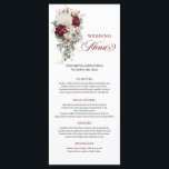 Boho Burgundy White Floral Wedding Menu Card<br><div class="desc">✅ For matching items search 208W in my collections ✅ Complete your reception tablescape with this boho wedding menu, featuring watercolor burgundy and white roses with shimmering gold leaves. Designed in a sophisticated palette of burgundy, marsala, maroon, deep red, dark red, crisp white, and metallic gold, this menu combines boho...</div>