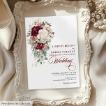 Boho Burgundy White Gold Leaf Wedding Invitation<br><div class="desc">✅ For matching items search 208W in my collections ✅ Celebrate your love with this boho watercolor wedding invitation, featuring burgundy and white roses accented with gold leaves. Designed in a luxurious palette of burgundy, marsala, maroon, deep red, blush, and gold, this invitation combines romantic elegance with boho charm, perfect...</div>