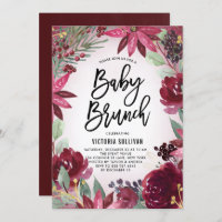 Boho Burgundy Winter Floral Baby Shower Brunch