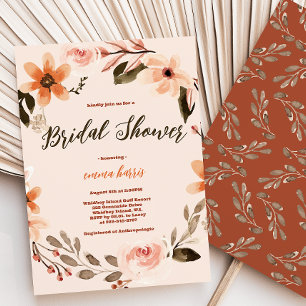 Boho Burnt Orange Bridal Shower Invitation