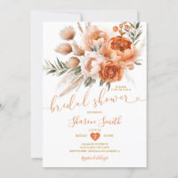 Boho Burnt Orange Coral Flowers Bridal Shower