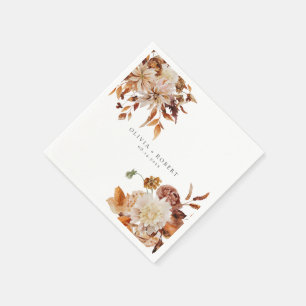 Boho Burnt Orange Fall Engagement Party Napkins