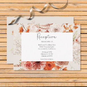 Boho Burnt Orange Floral Arch Monogram Beige Enclosure Card