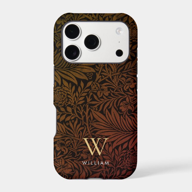 Boho Burnt Orange Floral Gold Monogram Name (Back)