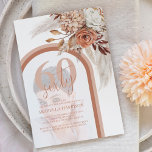 Boho Burnt Orange Floral Photo 60th Birthday Invitation<br><div class="desc">These dreamy boho 60th birthday invitations, are perfect for a birthday celebration. The invitations feature a boho theme with shades of burnt orange, terracotta, peach and cream. An elegant display of florals, leaves, pampas grass and a modern birthday party invitation template over your photo framed with arches in earthy tones....</div>
