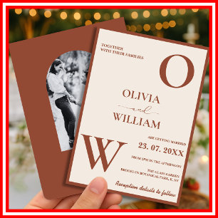 Boho Burnt Orange   Modern Terracotta Wedding Invitation