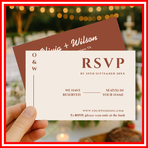 Boho Burnt Orange Modern Wedding RSVP Card