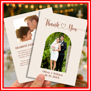 Boho Burnt Orange Modern Wedding Thank You Card