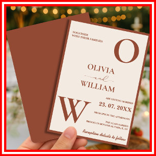 Boho Burnt Orange Terracotta Rustic Wedding Invitation