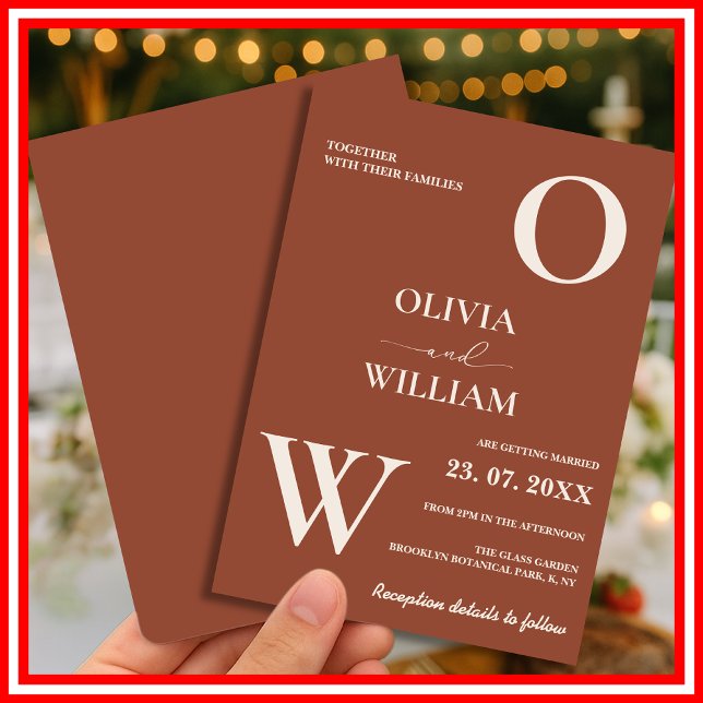 Boho Burnt Orange Terracotta Rustic Wedding  Invitation (Creator Uploaded)