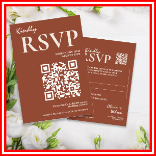 Boho Burnt Orange Terracotta Rustic Wedding RSVP Enclosure Card