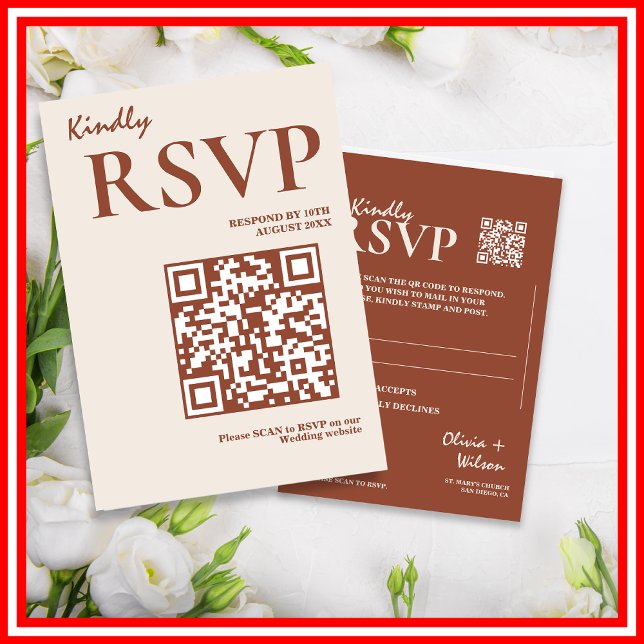 Boho Burnt Orange Terracotta Rustic Wedding RSVP Enclosure Card (Creator Uploaded)