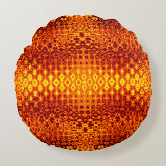 Boho burnt orange throw round pillows. cushion