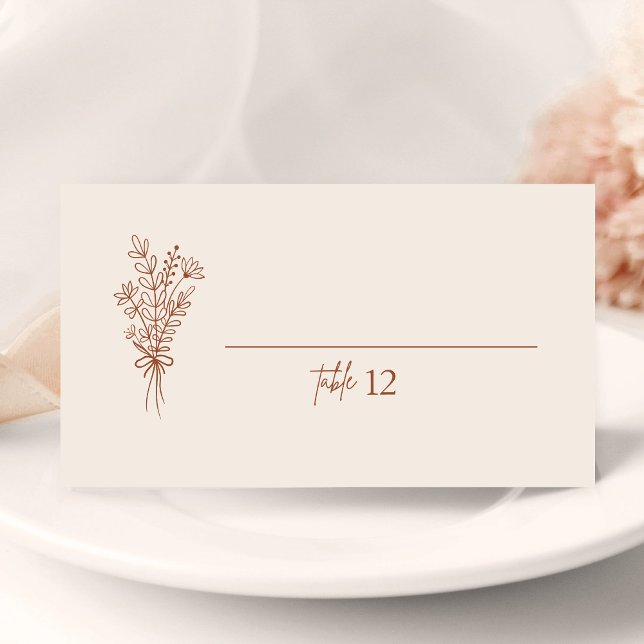 Boho Burnt Orange Wedding Folded Place Card (Creator Uploaded)
