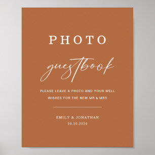 Boho Burnt Orange Wedding Photo Guest book Sign