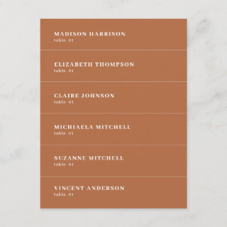 Boho Burnt Orange Wedding Place Name Card