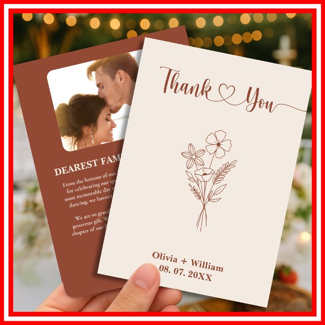 Boho Burnt Orange | Wedding Thank You Card (Creator Uploaded)