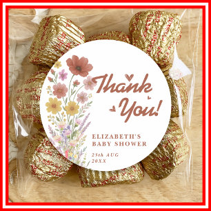 Boho Burnt Orange   Wildflower Favour Classic Round Sticker