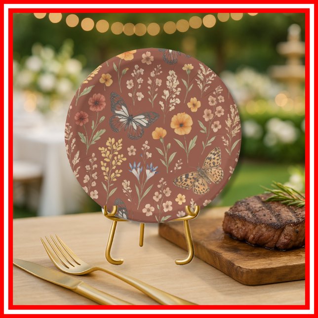 Boho Burnt Orange | Wildflower Paper Plate (Creator Uploaded)