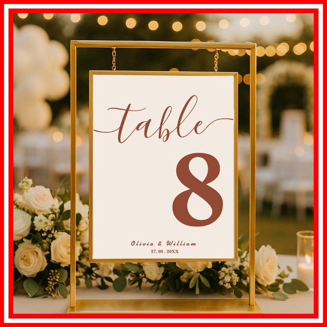 Boho Burnt Orange | Wildflower Table Number Poster (Creator Uploaded)