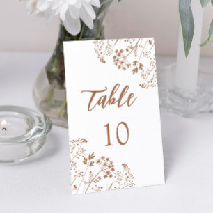 Boho Burnt Orange Wildflowers Terracotta Wedding Table Number