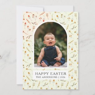Boho Butter Floral Meadow Easter Family PhoTo Holiday Card