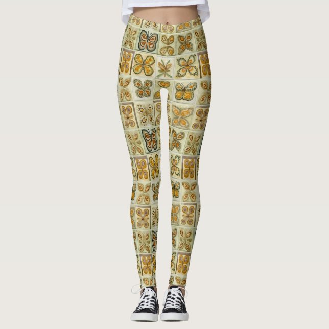 Boho Butterflies Boho Style Pattern Leggings (Front)