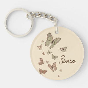 Boho Butterflies Desert Name Acrylic Keychain