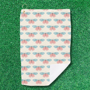 Boho Butterflies On Light Yellow Background Golf Towel