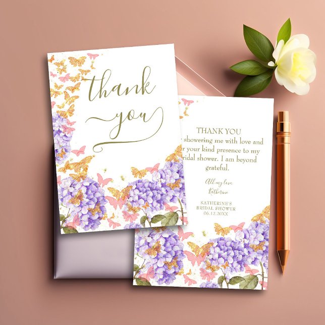 Boho Butterflies Rustic Bridal Shower Thank You Card (Creator Uploaded)