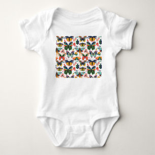 Boho Butterflies: Seamless Wallpaper Pattern. Baby Bodysuit